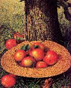 Prentice, Levi Wells Apples, Hat, and Tree oil painting